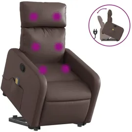 vidaXL Massagesessel mit Aufstehhilfe Kunstleder 89,5 x 95,5 x 0 cm Braun