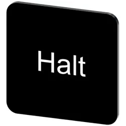 Siemens 3SU19000AF160AK0 Bezeichnungsschild 22x22mm, Schild schwarz, Beschriftung: Halt - 10 Stück