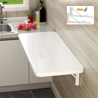 wandklapptisch klapptisch Wand wandtisch klappbar, schwimmender Multifunktions-Esstisch, Computertisch, für Werkbank, Küche, Wäscherei, Heimbüro, 20 Größen, weiß, mit Zubehör (100 x 40 cm/39