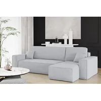 Fun Möbel Ecksofa Sofa MARIS Stoff Poso, Hellgrau Ottomane