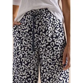 Cecil Wide Leg Hose im Loose Fit mit Leo-Print - blau