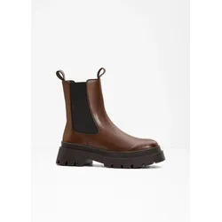 bonprix Chelsea Boot aus Leder, braun, 41, Glattleder