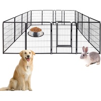 ACXIN Welpenauslauf Freigehege für Hund Faltbar 16 Gitter Tierlaufstall mit Tür 65x80cm Hundelaufstall Innen/Außenbereich, Mattschwarz