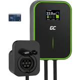 Green-Cell Green Cell GC PowerBox Wallbox 22kW RFID Ladegerät für EV mit Typ 2 Steckdose LCD Display Kompatibel mit Model Y, Model 3, Model S, Model X, ID.3, ID.4, ID.5, i3, i4, 500e, EV6, E-Tron, Mach-E, EQA