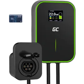 Green-Cell Green Cell GC PowerBox Wallbox 22kW RFID Ladegerät für EV mit Typ 2 Steckdose LCD Display Kompatibel mit Model Y, Model 3, Model S, Model X, ID.3, ID.4, ID.5, i3, i4, 500e, EV6, E-Tron, Mach-E, EQA