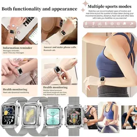 MYSHUN 1,59 Zoll BT 40 mm Kunststoffgehäuse Silber Silikonarmband Silber S