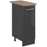 Vicco Apothekerschrank R-Line, Anthrazit Hochglanz/Anthrazit, 30 cm, AP Eiche