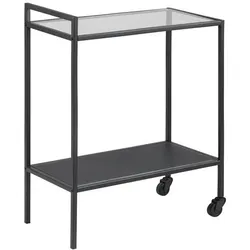Sea Ecktisch als Teewagen in klar Glas und schwarzen Metall.