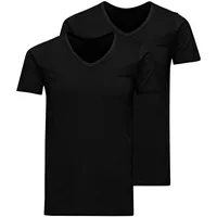 JACK & JONES T-Shirt V-NECK TEE, Kurzarm, einfarbig, Baumwolle Schwarz L