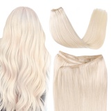 SURNEL Echthaar Tressen Extensions Blond Braids Human Hair to Einnähen Double Braids 35cm 80g Extensions Echthaar Tressen Blond Straight Thick Hair (Tressen#60-14zoll)