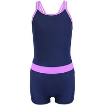 Aquarti Badeanzug Mädchen mit Bein Racerback Dunkelblau/Lila 158