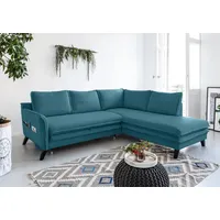 MIUFORM Charming Charlie - Ecksofa mit Bettfunktion und Bettkasten L-FORM RECHTS - 234x200cm - Türkis - Sofa Schlafsofa Couch - Türkis