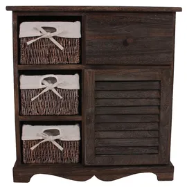 Mendler Kommode Schrank mit 3 Körben 63 x 60 x 30 cm Braun