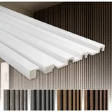 Lamellenwand 2 Meter Paneele hdps Akustikpaneele Wandverkleidung Holz Optik: Rechter Abschluss (2m), Weiß