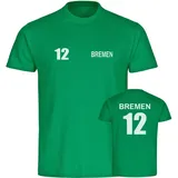 multifanshop Kinder T-Shirt - Bremen - Trikot Nummer 12 - Druck weiß - Kind