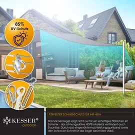 Kesser KESSER® Sonnensegel Sonnenschutz Windschutz HDPE Gewebe wasserabweisend windabweisend 5-Fach quer vernäht robust stabil Schattenspender Garten Balkon Terrasse