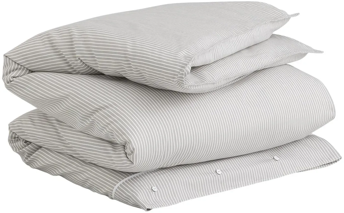 Gant Mako-Satin Bettwäsche Yarn Dyed Stripe grey Kissenbezug einzeln 80x80 cm - grau;weiß