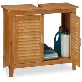 Relaxdays Waschbeckenunterschrank 2 Türen 67 x 60 x 30 cm Natur/Hellbraun