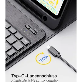Inateck Tastatur Hülle kompatibel mit iPad 10 Gen.10,9"/11 Gen. A16 2025 11 Zoll, iPad Air 11" M3/M2 (2025/2024), Air 5/4 10,9",Pro 11 4/3/2/1, QWERTZ, mit Stifthalter, Abnehmbar,Classic KB04002