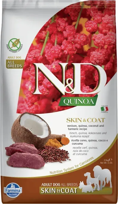 Farmina N&D Quinoa Haut & Fell Hundefutter für Erwachsene Mittel-/Großrassen Wild 2,5 kg