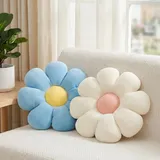 FSRONGXI 2Pcs Blumekissen, Aesthetic Deko, Deko Zimmer Blau Daisy Blume Kissen Niedliches Plüsch Bodenkissen für Schlafzimmer, Sofa, Stuhl, Dekoration 38CM
