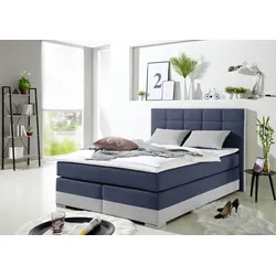 Boxspringbett INOSIGN, blau, B:153cm L:210cm, Komplettbetten, Boxspringbett, inklusive Topper und Wendekissen