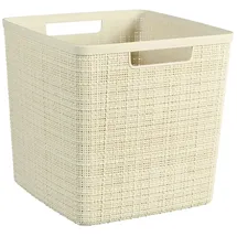 Curver Korb Jute aus 100 % recyceltem Kunststoff, quadratisch, Weiß, L: 17 l