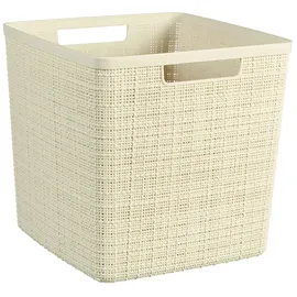 Curver Korb Jute aus 100 % recyceltem Kunststoff, quadratisch, Weiß, L: 17 l