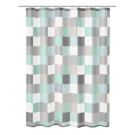 KLEINE WOLKE Duschvorhang Check 180 x 200 cm blau
