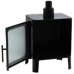 Kamin am Ende des Sofas schwarz - Quadrat Metall Amadeus 44.5x38 cm