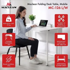 Maclean Brackets Schreibtisch Klappbar Weiß
