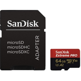 SanDisk microSDXC Extreme Pro 64GB Class 10 UHS-I V30 A2 + SD-Adapter