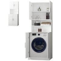 ECD Germany Waschmaschinenschrank mit 4 Türen Weiß 70,5x190,5x70 cm
