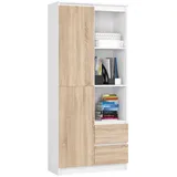 Akord Mehrzweckschrank 80 x 180 x 35 cm Weiß/Sonoma Eiche