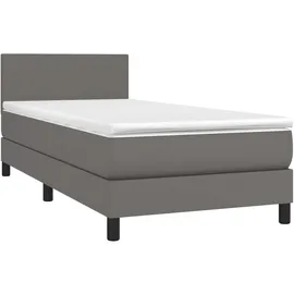 vidaXL Boxspringbett mit Matratze & LED Grau 80x200 cm Kunstleder