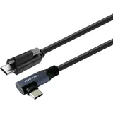 Vivolink USB-C to Angled Cable 2m with lock screw Supports - Schwarz