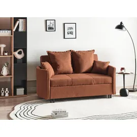 Beliani Schlafsofa Stoff 2-Sitzer Braun