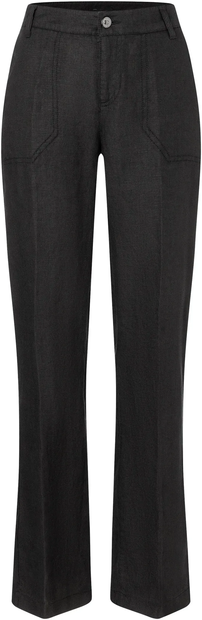 Leinenhose MAC "NORA", Damen, Gr. 42, Länge 32, schwarz, Web, Obermaterial: 100% Leinen, casual, 7/8-Länge, Hosen, in verkürzter Länge, temperaturausgleichend