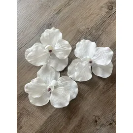 2474U Kunstblüte Orchidee weiß 10 cm 3er-Set, naturgetreue Seidenblüte