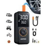 AstroAI Elektrische Luftpumpe Fahrrad, 6600 mAh Akku Luftpumpe, 10,3 BAR Fahrradpumpe Elektrisch, mit LED-Dual-Display & Taschenlampe, Schnelles Aufpumpen für Autos, Motorräder, Fahrräder, Bälle