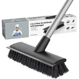 MR.SIGA Bodenbürste 2-in-1 mit Langem Stiel Schwarz