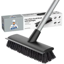 MR.SIGA Bodenbürste 2-in-1 mit Langem Stiel Schwarz