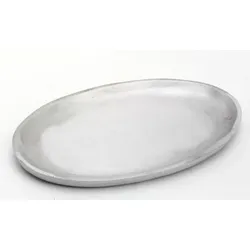 Kerzenteller oval 20 x 11 cm Aluminium Silber matt für Ovalkerzen, Ellipsen, Hochzeitskerzen