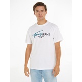 Tommy Jeans T-Shirt mit Label-Print Modell SPRAY POP COLOR Weiss, L,