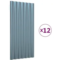 vidaXL Dachpaneele 12 Stk. Verzinkter Stahl Grau 80x36 cm