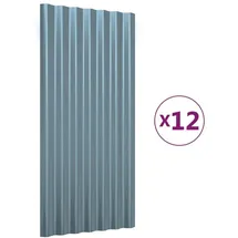 vidaXL Dachpaneele 12 Stk. Verzinkter Stahl Grau 80x36 cm