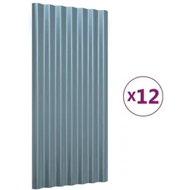 vidaXL Dachpaneele 12 Stk. Verzinkter Stahl Grau 80x36 cm