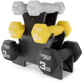 trex sport Neopren Hanteln Set Kurzhanteln 6er Set 12 kg schwarz