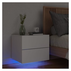vidaXL Nachttisch Wand-Nachttisch mit LED-Leuchten Weiß (1-St) weiß