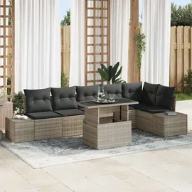 vidaXL Garten-Sofa-Set 7-tlg. hellgrau Polyrattan